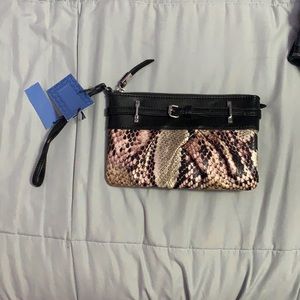 Snakeskin leather wristlet. Simply Vera wang